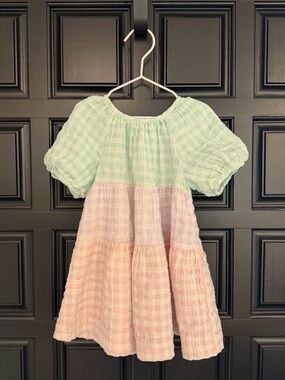 Kids 18-24m Zara Green, purple, pink cheesecloth dress